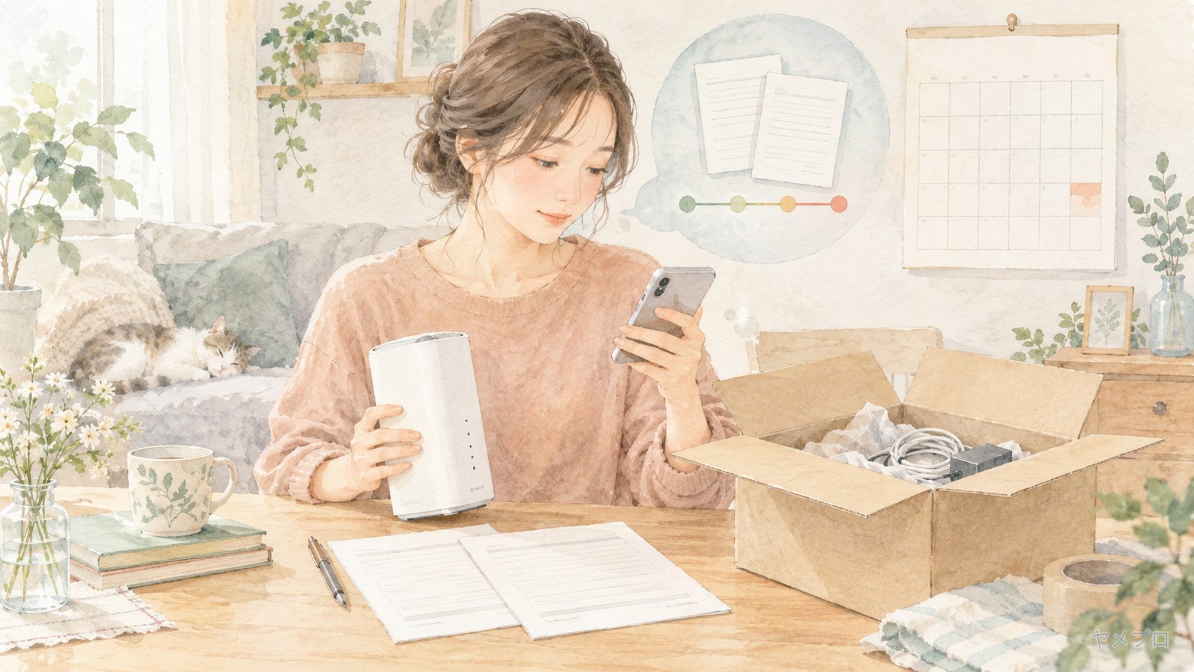 レンタルしたAirターミナルを返却用の箱に入れる準備をするイメージ